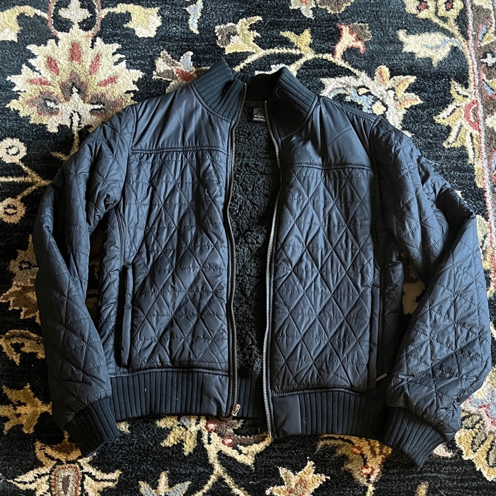 Prana Quilted Black Bomber Jacket